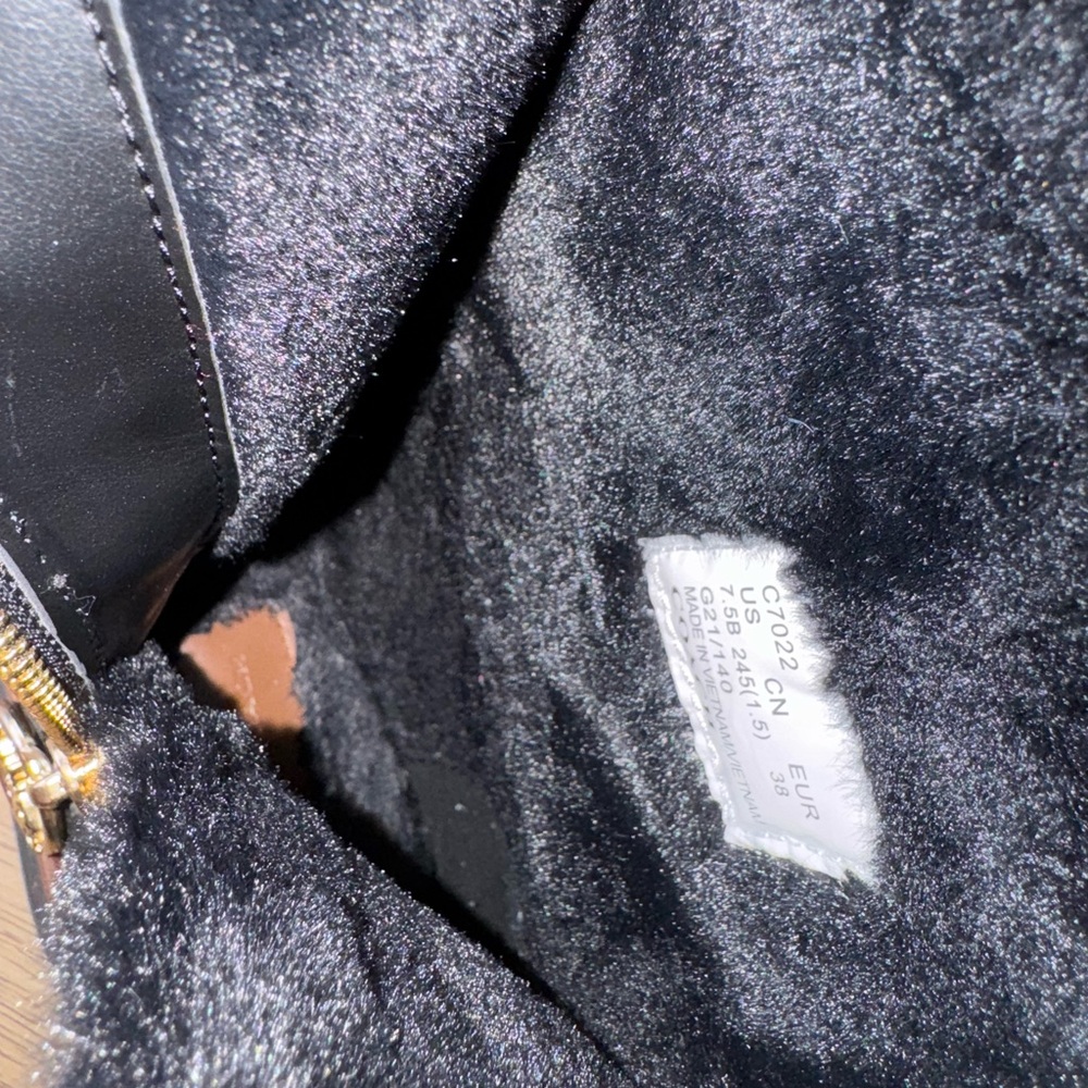 Coach Isa Jacquard Logo Fur Lined Suede Women’s Black Boots- Size 7.5 - Picture 13 of 14